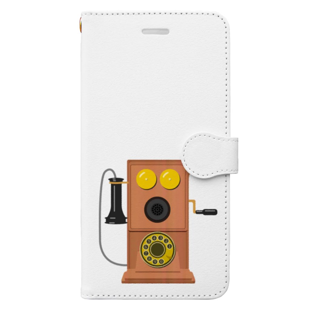 illust_designs_labのレトロな片耳受話器の壁掛け電話（デルビル磁石式電話機）のイラスト 手帳型スマホケース