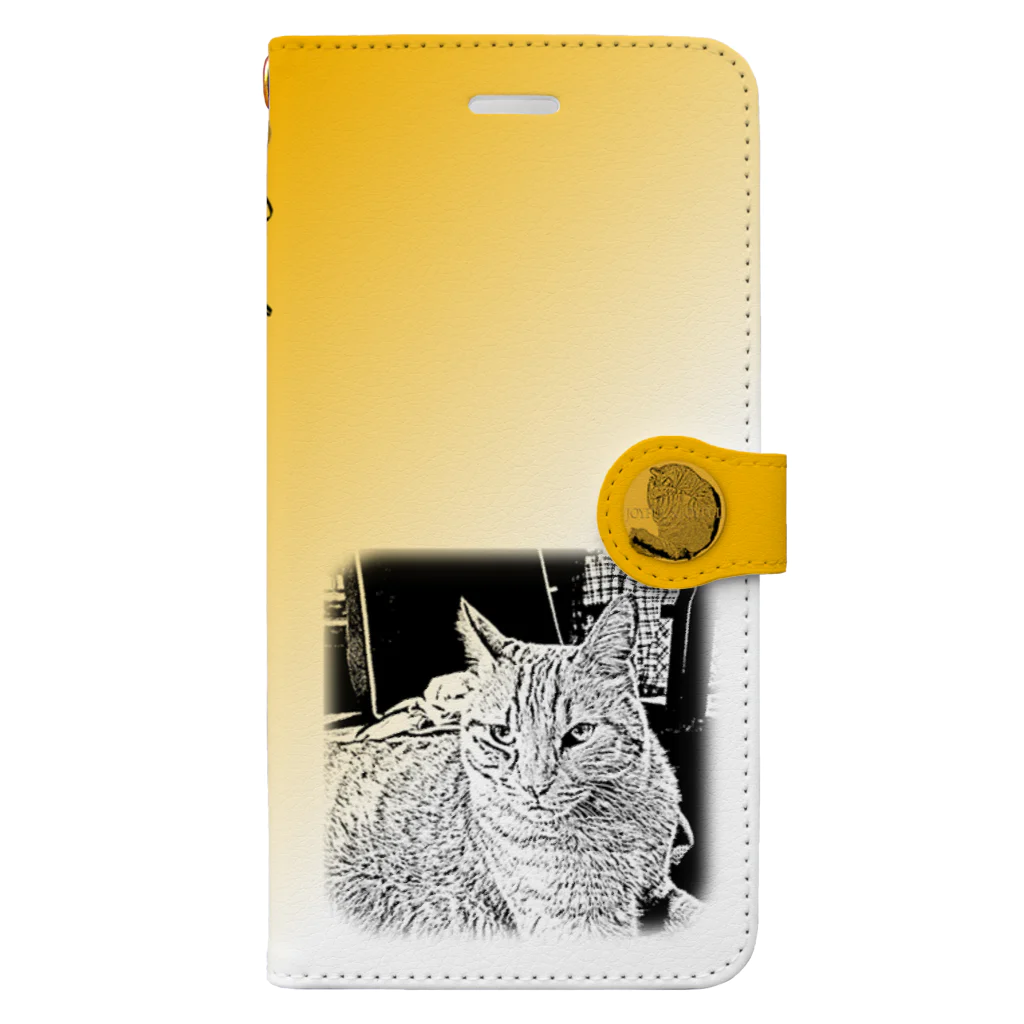 .JUICY-SHOP. | JOYFULのJOYFUL | Requesting Cat | 山吹色 Book-Style Smartphone Case