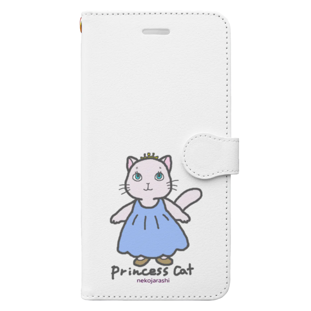 ゆきだるまころころのねこのお姫さま（ブルー） Book-Style Smartphone Case