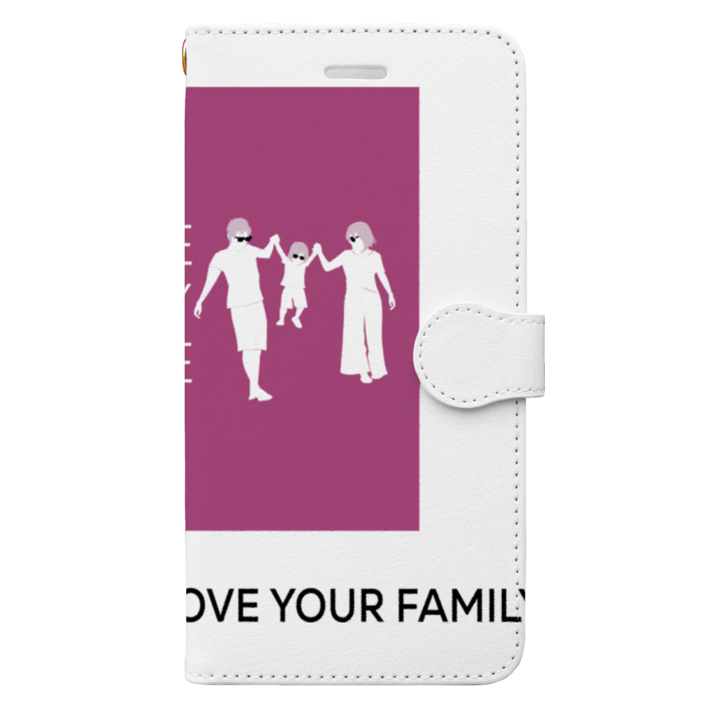 ペアTシャツ屋のシバヤさんの家族の時間(THE FAMILY TIME) ピンク Book-Style Smartphone Case