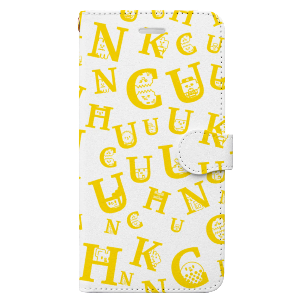uchukunのUCHUKUNtypoGRAM yellow 手帳型スマホケース