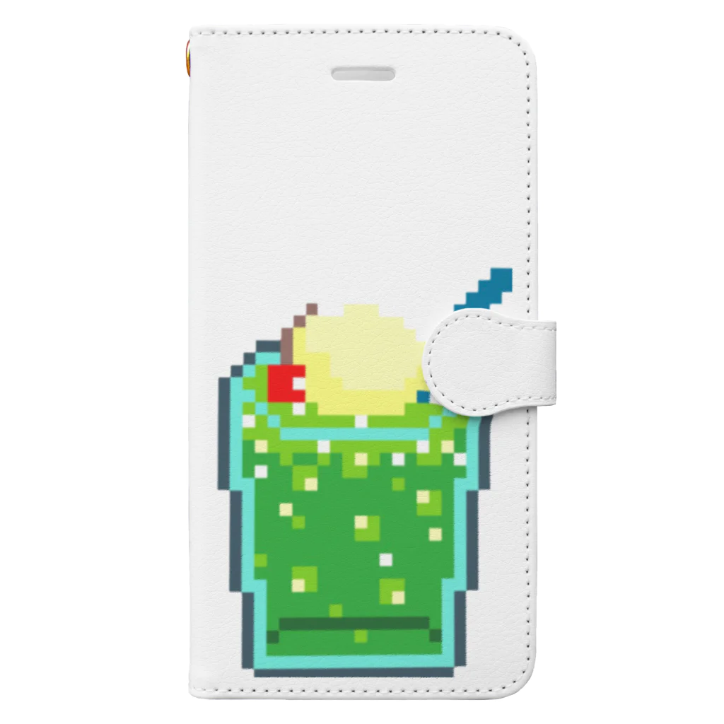 なでしこ@デザインのドッド絵メロンクリームソーダ Book-Style Smartphone Case