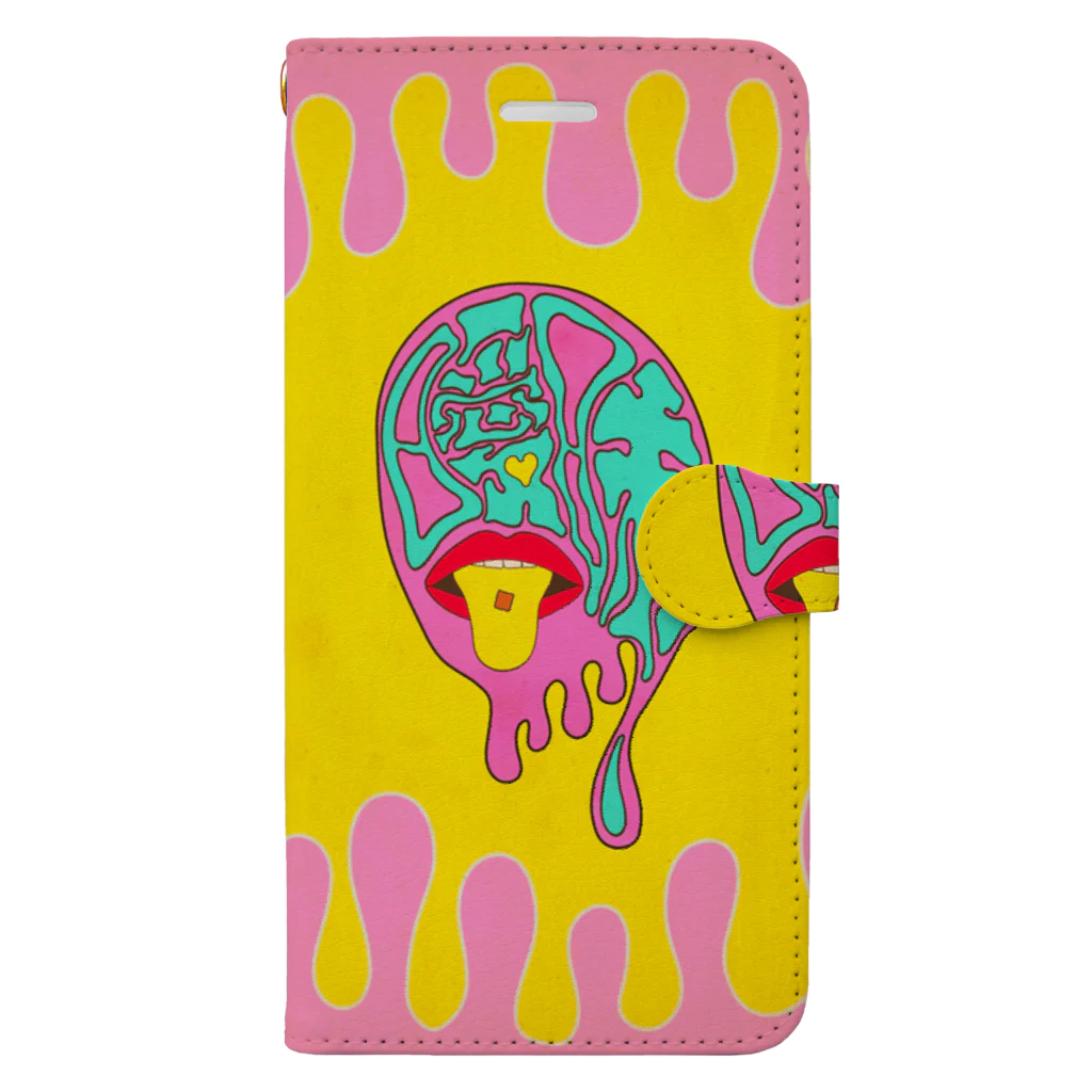 曖昧のtongue_yellow Book-Style Smartphone Case