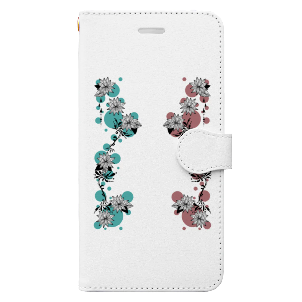 あーる。の花と水玉 Book-Style Smartphone Case