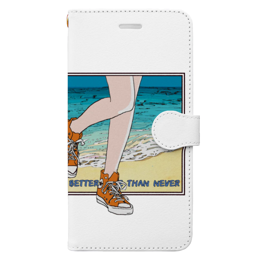 80slooverのビーチとスニーカー Book-Style Smartphone Case
