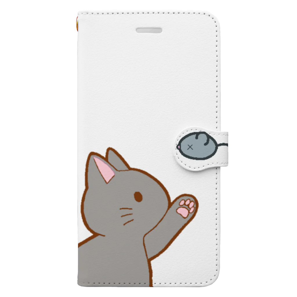 かわいいもののおみせ　いそぎんちゃくのネズミさんにゃー　グレー Book-Style Smartphone Case