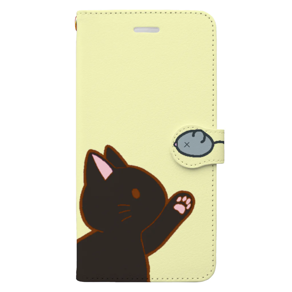 かわいいもののおみせ　いそぎんちゃくのネズミさんにゃー　黒 Book-Style Smartphone Case