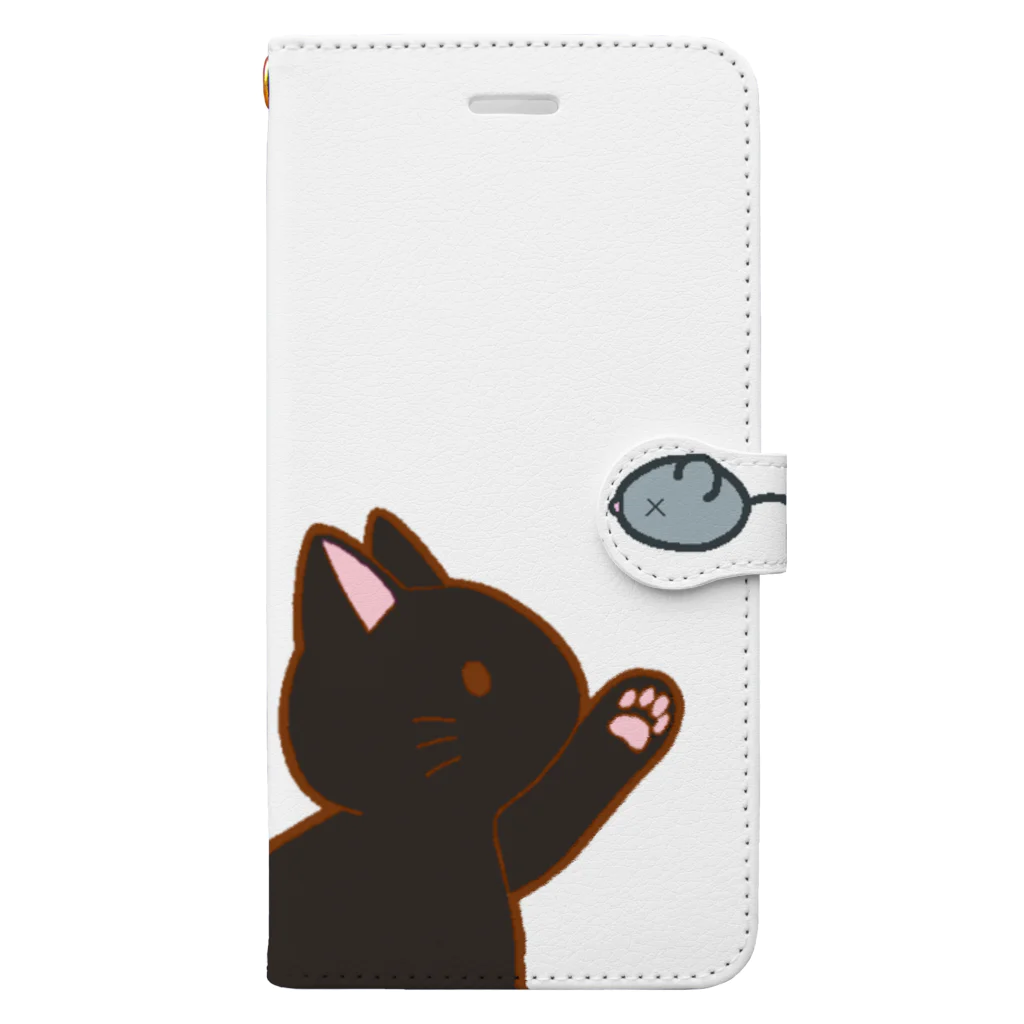 かわいいもののおみせ　いそぎんちゃくのネズミさんにゃー　黒 Book-Style Smartphone Case