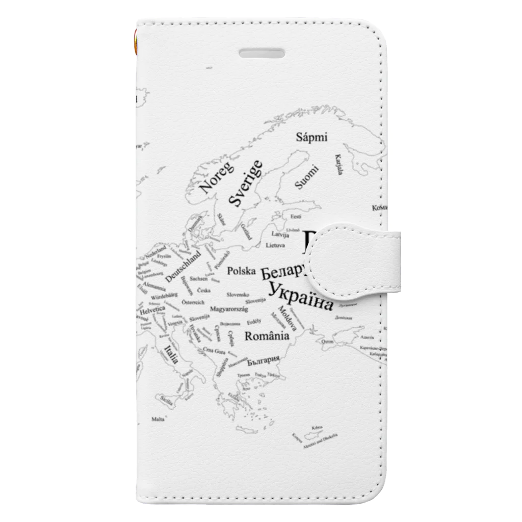 Kubaaniの各国言語で各国自称マップ ~黒・少数言語ver.~ Book-Style Smartphone Case