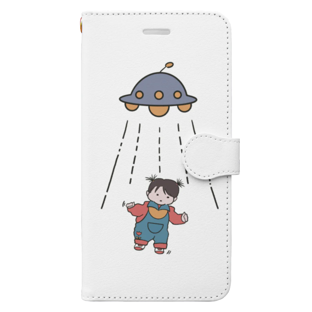 piggyのUFOと女の子(色付) Book-Style Smartphone Case