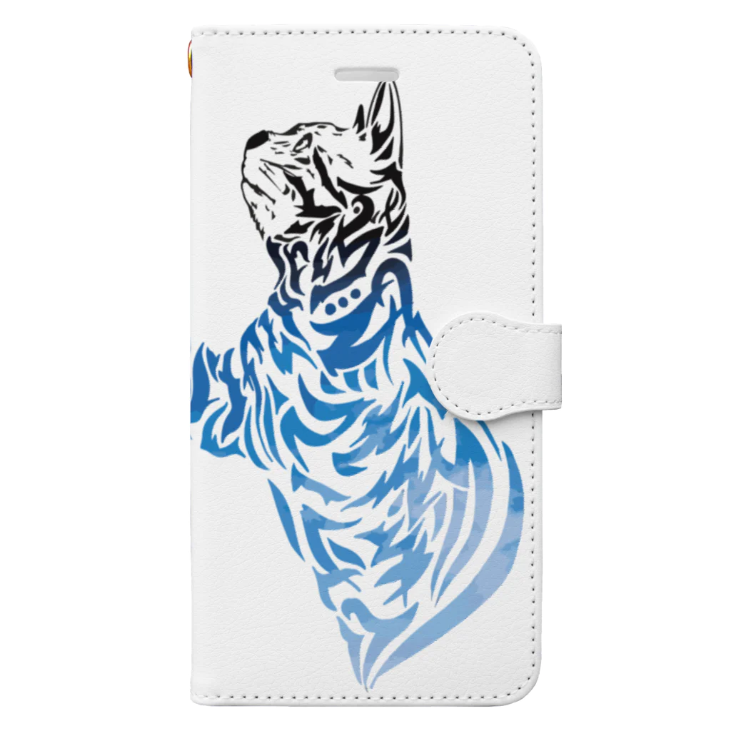 TRAVA design SHOPの猫トライバル×青空 Book-Style Smartphone Case