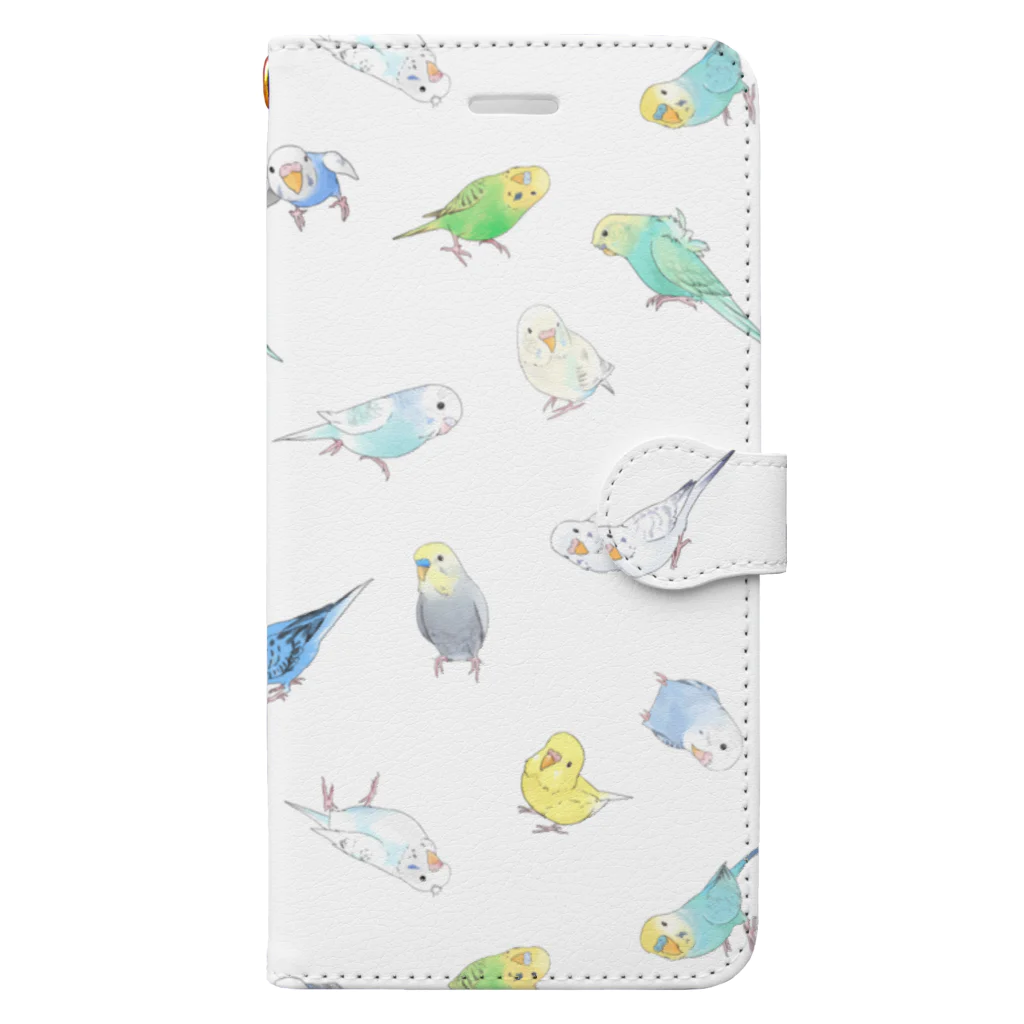 まめるりはことりのたっぷりセキセイインコちゃん【まめるりはことり】 Book-Style Smartphone Case