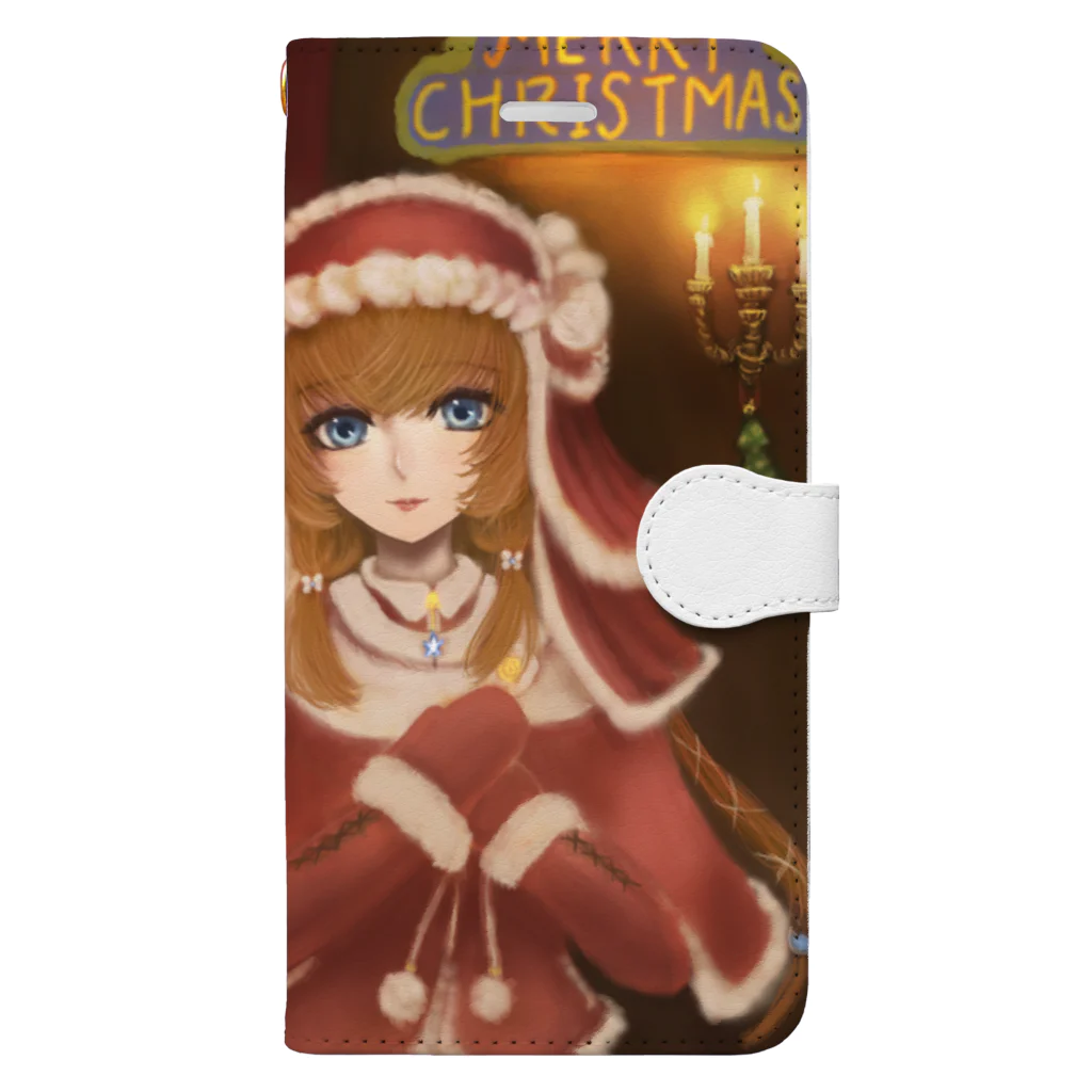 Atelier_Reiyaの雪降る聖夜に　【2019年クリスマス展イラスト】 Book-Style Smartphone Case