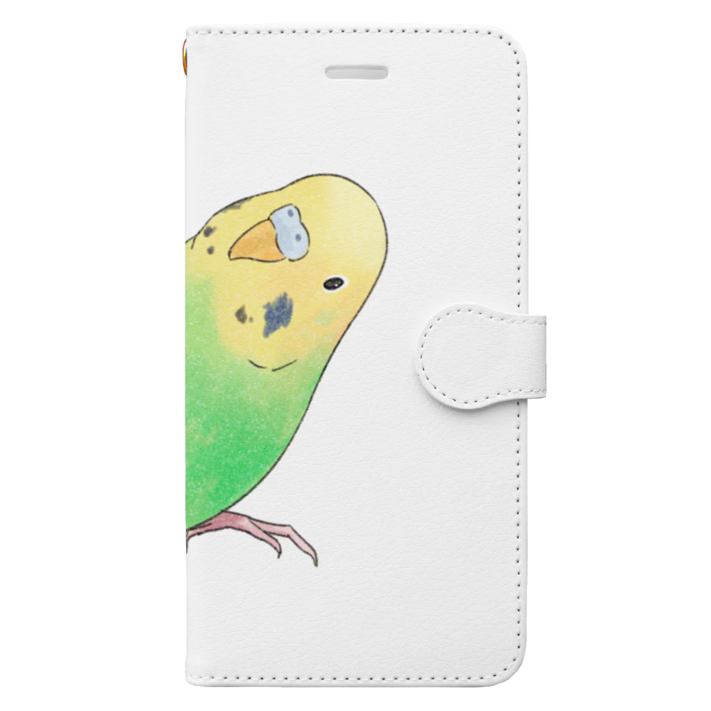 まめるりはことりの首傾げセキセイインコ　ピーちゃん【まめるりはことり】 Book-Style Smartphone Case