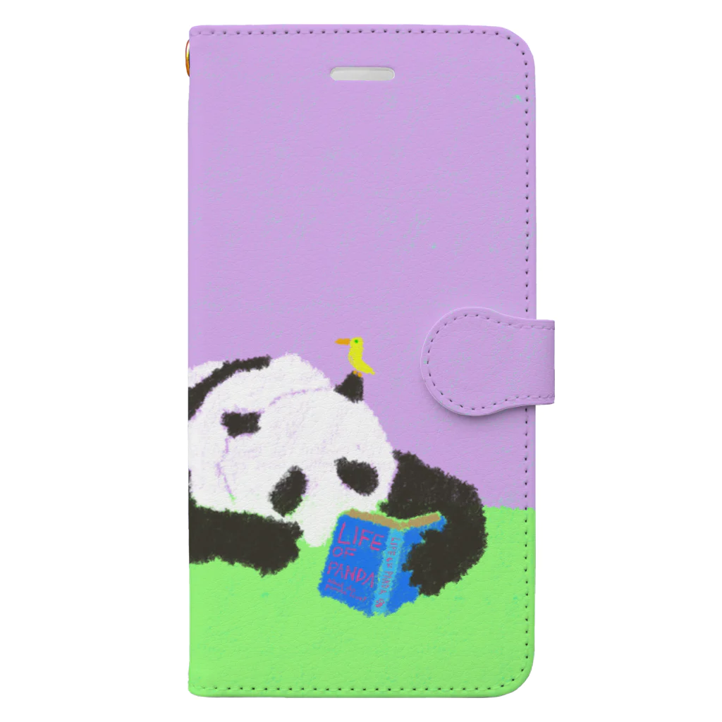 mya-mya=MIYA JUNKO's shop 02のpanda with a book Book-Style Smartphone Case