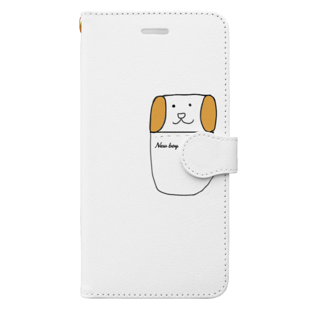 New boyのポケットから顔を出す犬 Book-Style Smartphone Case