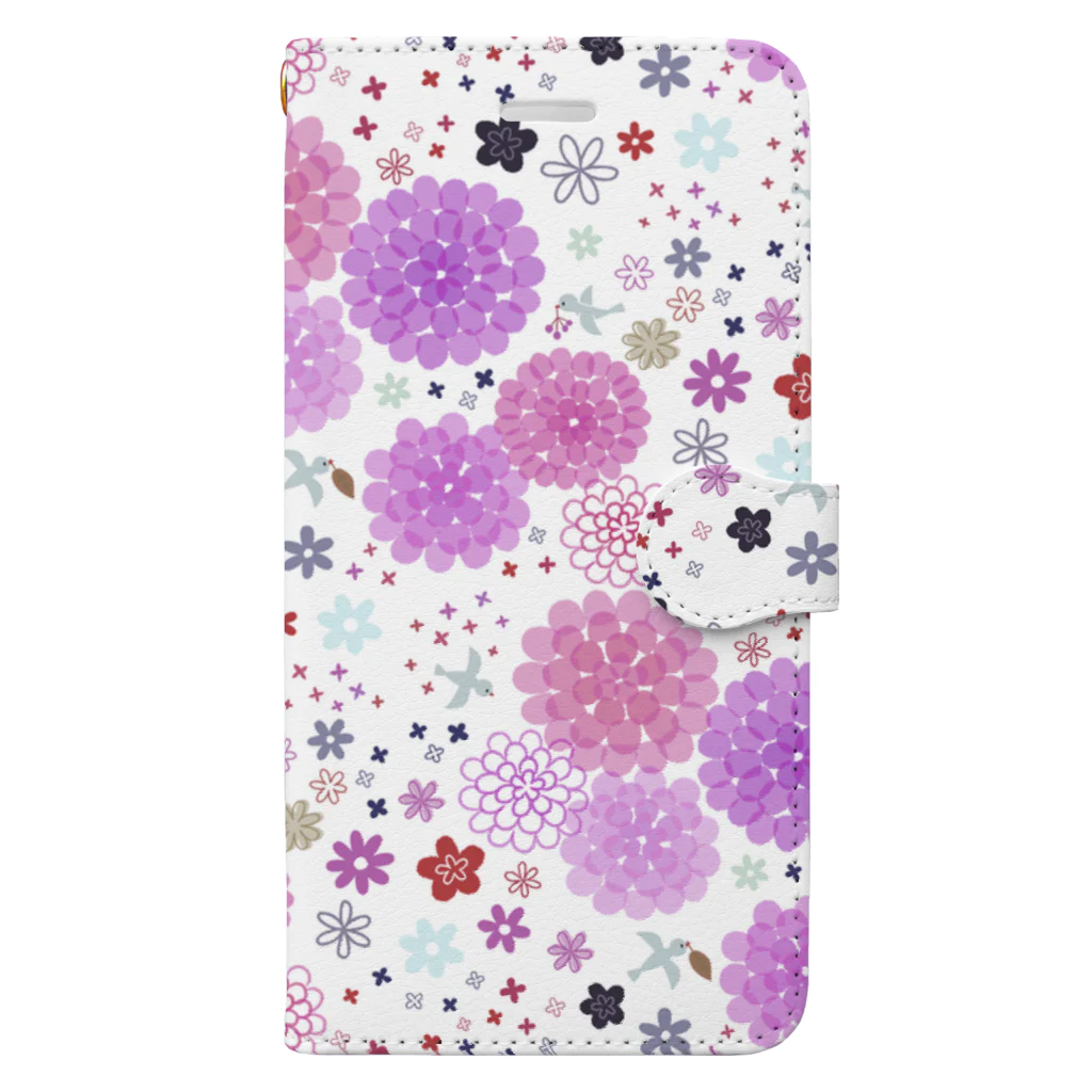 アトリエ・ハンナのflowers(purple) Book-Style Smartphone Case