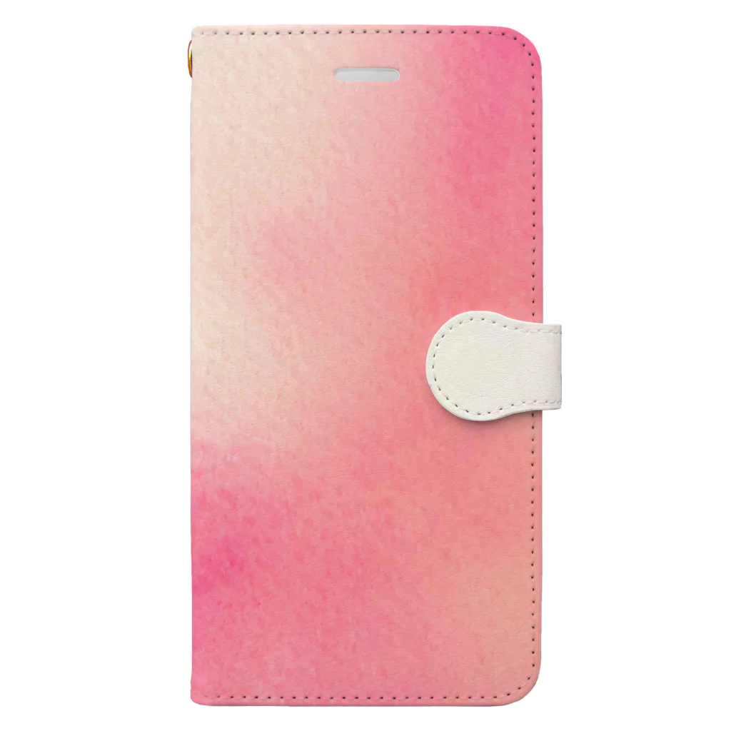 水彩 Ao_watercolorのPeach pink　水彩 手帳型スマホケース