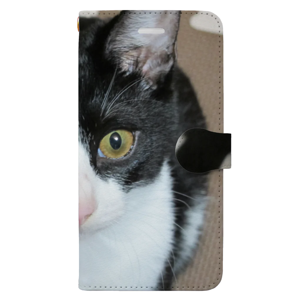 ハチワレ猫とらくがきの我が家のサン 手帳型スマホケース