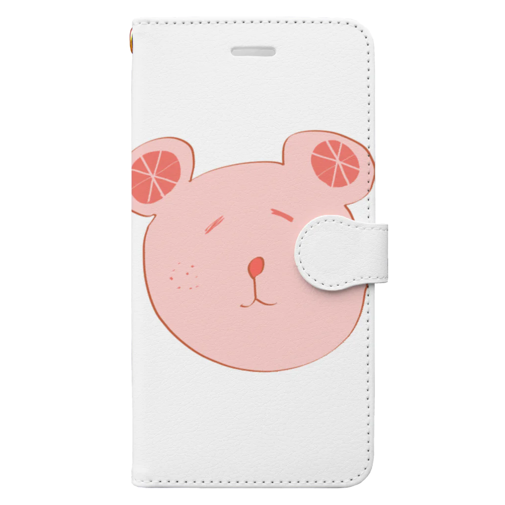 parareruのおれんじクマー Book-Style Smartphone Case