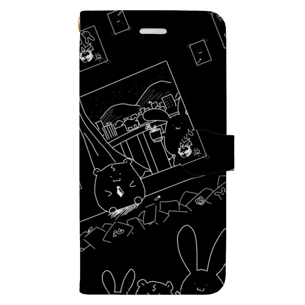 BabyShu shopのノスタルジー鷺ハムシリーズblackスマホケース Book-Style Smartphone Case