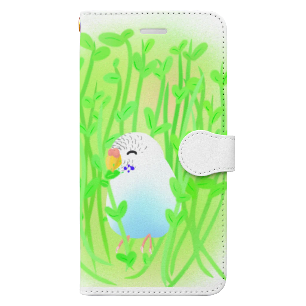 Lily bird（リリーバード）の豆苗まみれのセキセイちゃん Book-Style Smartphone Case