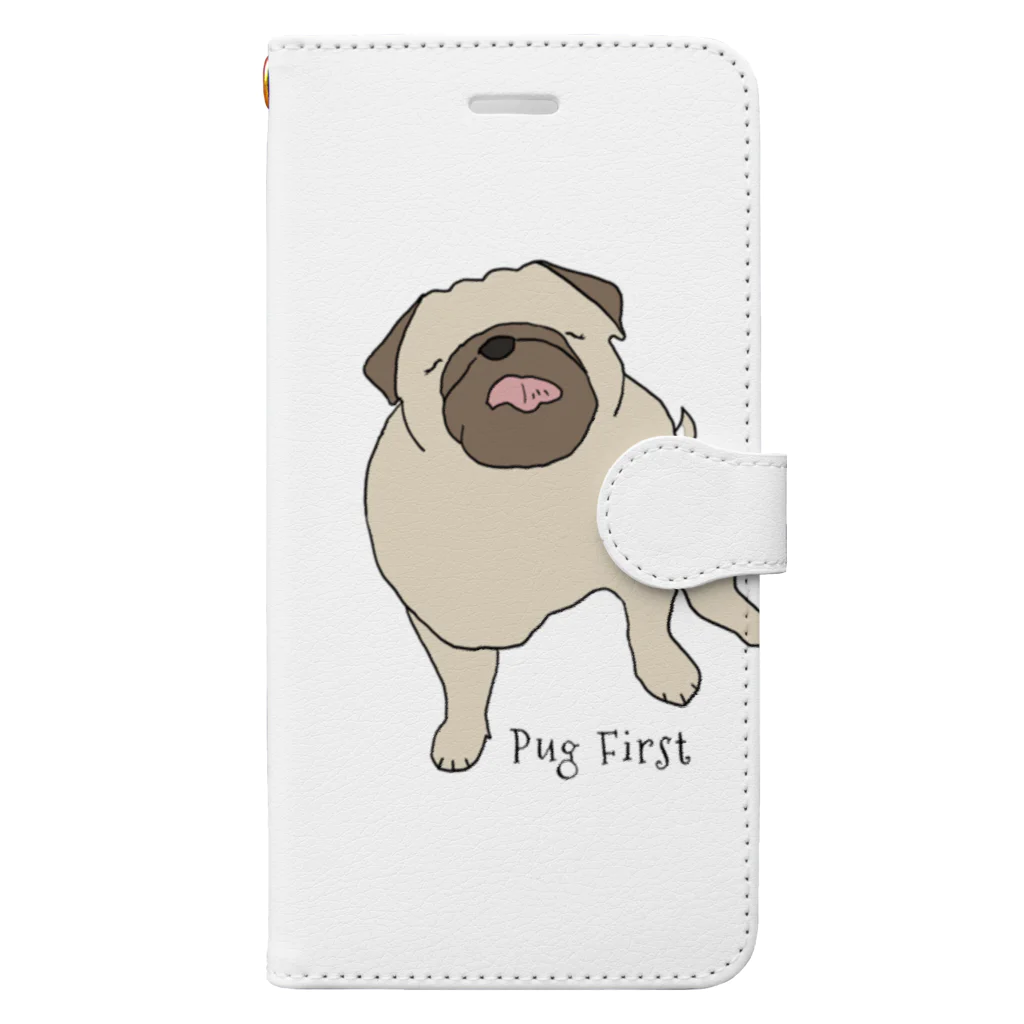 めぇありぽてモフつぐみ🐶らーはーのPug First 手帳型スマホケース