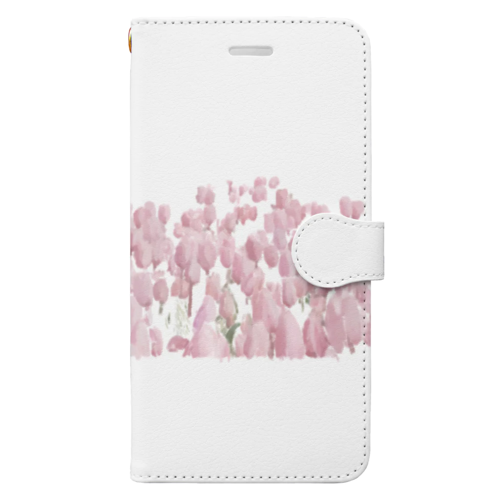 rilybiiのTulip field pink 手帳型スマホケース