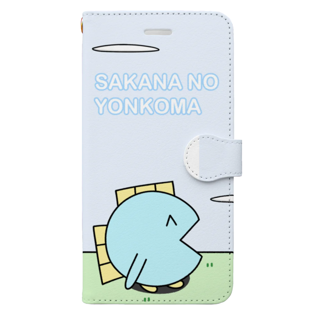 魚の4コマの魚の手帳型スマホケース Book-Style Smartphone Case