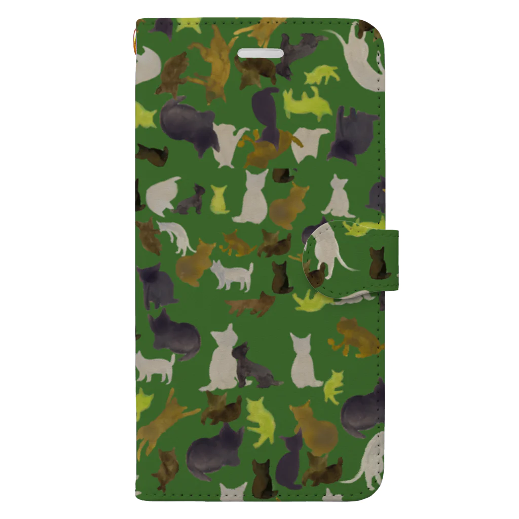 WAMI ARTの猫迷彩猫グリーン Book-Style Smartphone Case