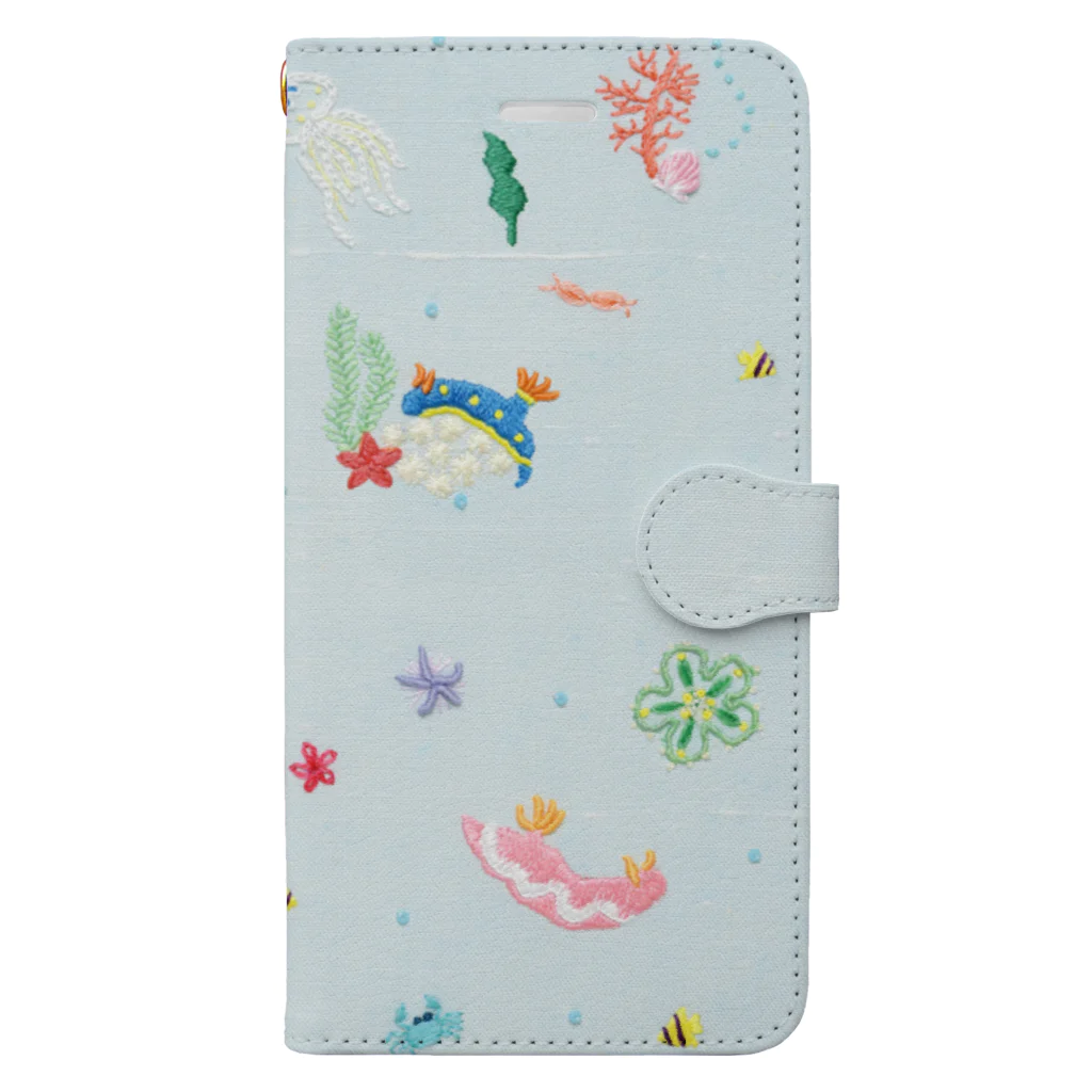 刺繍画家Marronのお店の海の生き物 Book-Style Smartphone Case