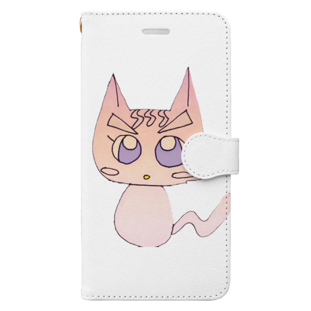 みのたのピンクの猫さん Book-Style Smartphone Case