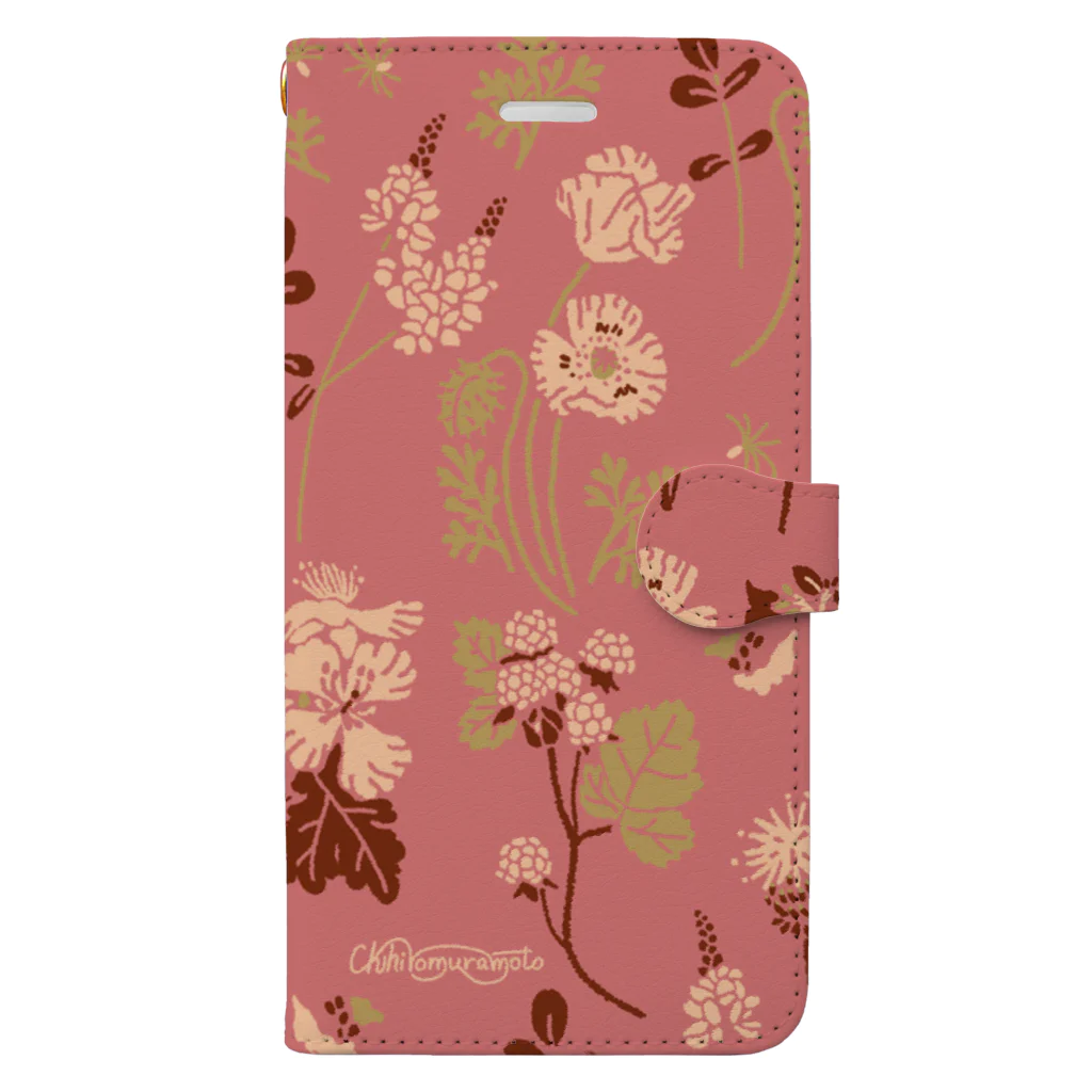 muramotochihiroの野の草花（ピンク） Book-Style Smartphone Case