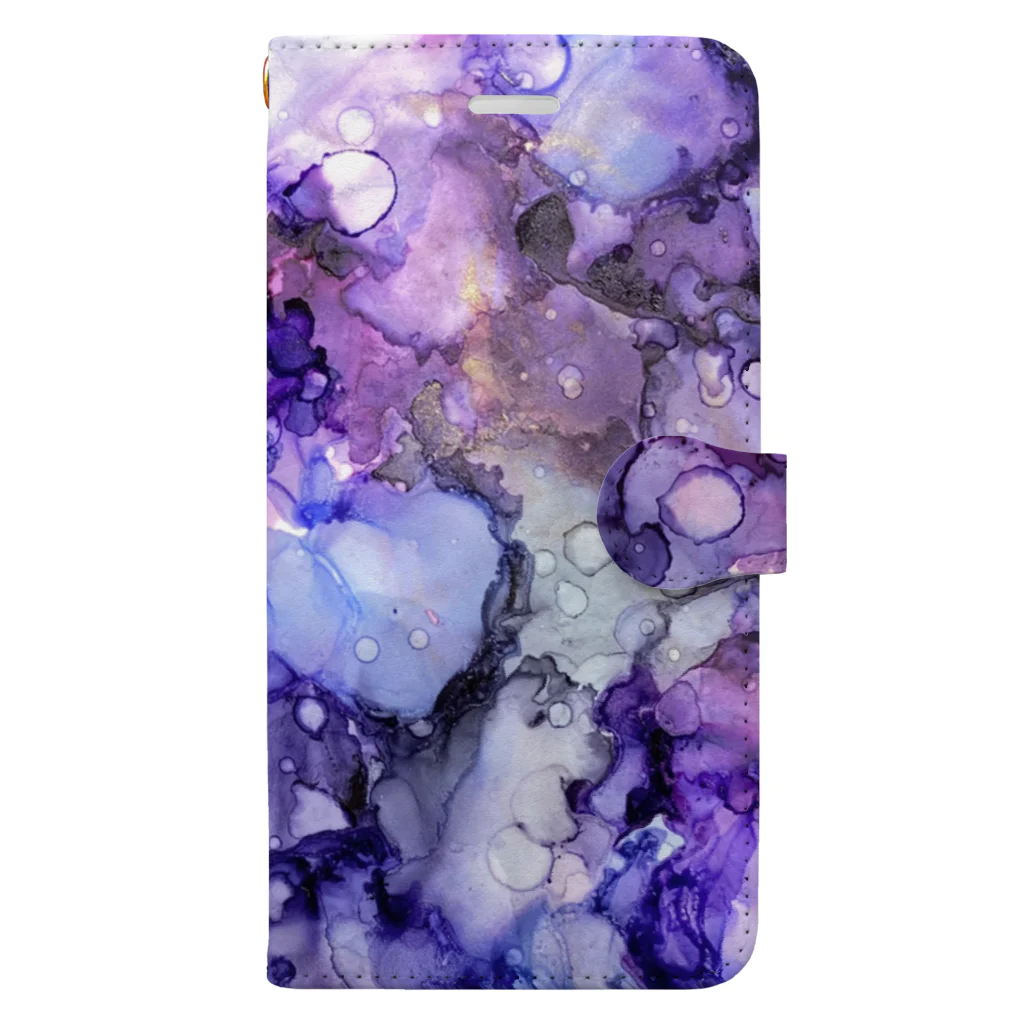 アルコールインクアートアーティスト 零-Rei-のアルコールインクアート 【星雲】 Book-Style Smartphone Case