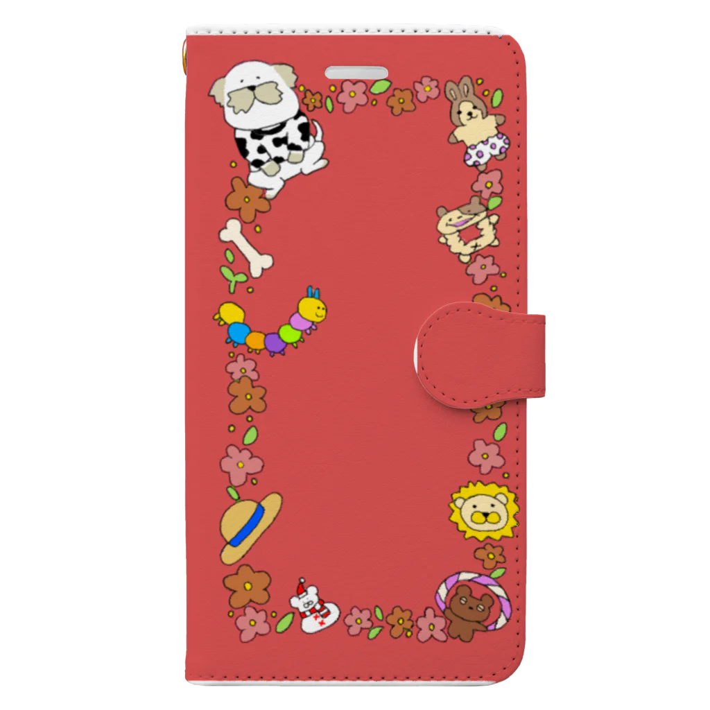 シーズー愛の花柄シーズー〜猫を添えて〜RED〜 Book-Style Smartphone Case