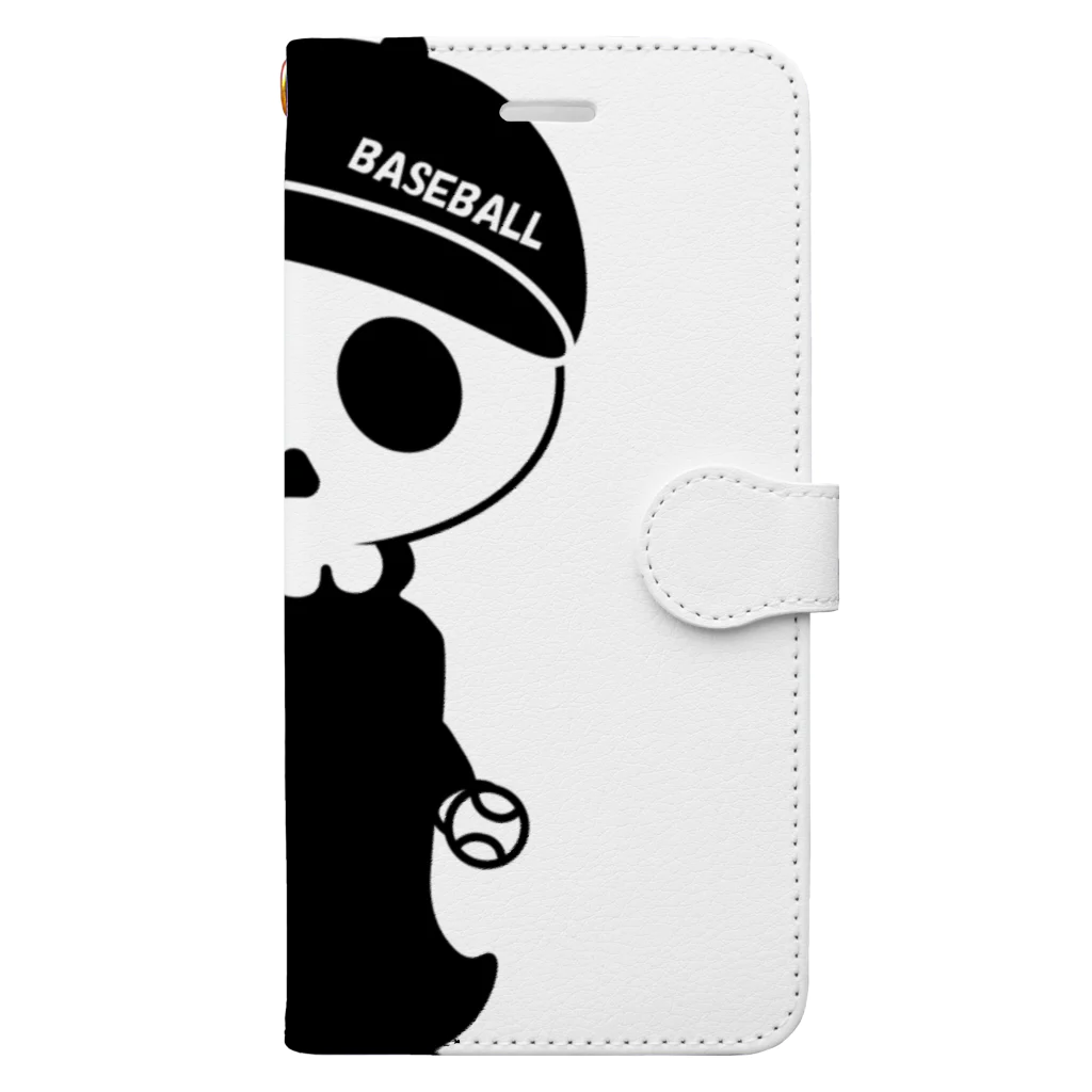 おやじ工房のbaseball skull（ピッチャー） 手帳型スマホケース