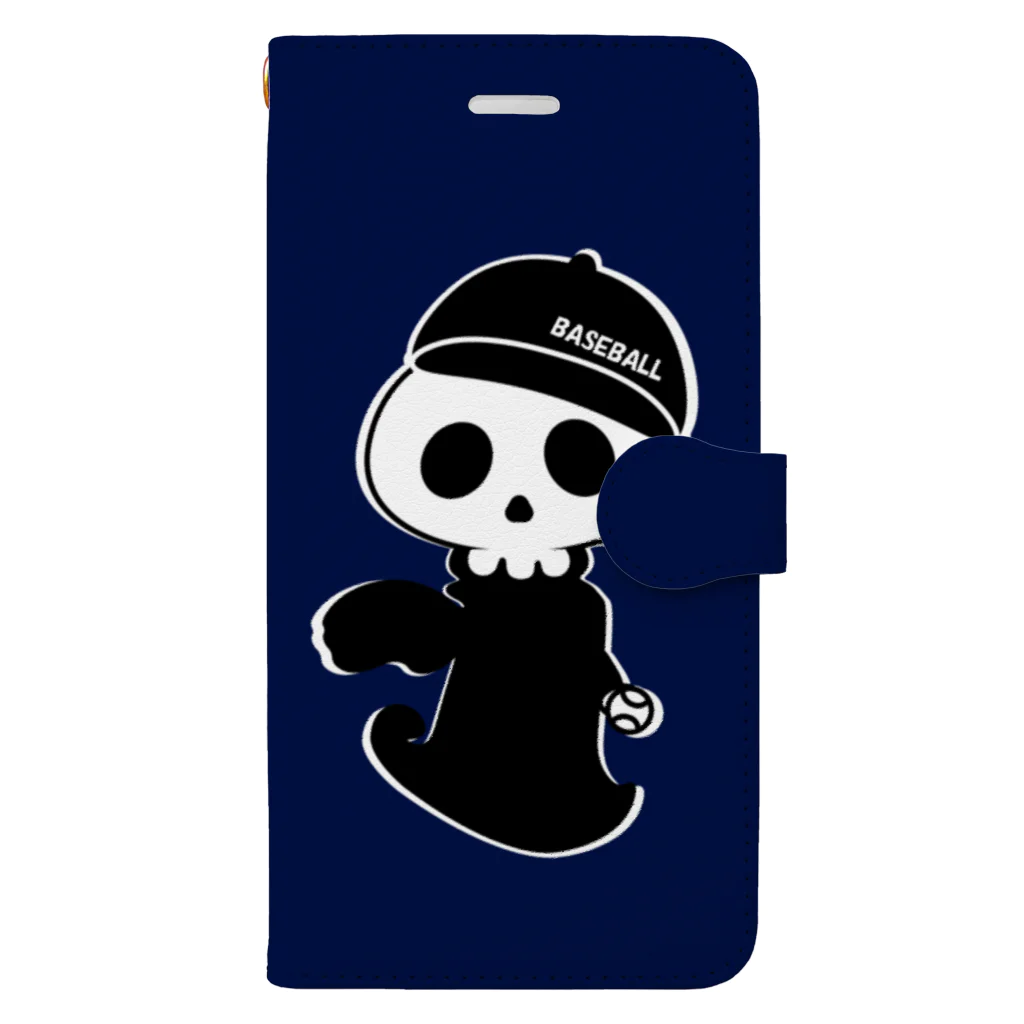 おやじ工房のBaseball skall （スマホケース・紺） Book-Style Smartphone Case