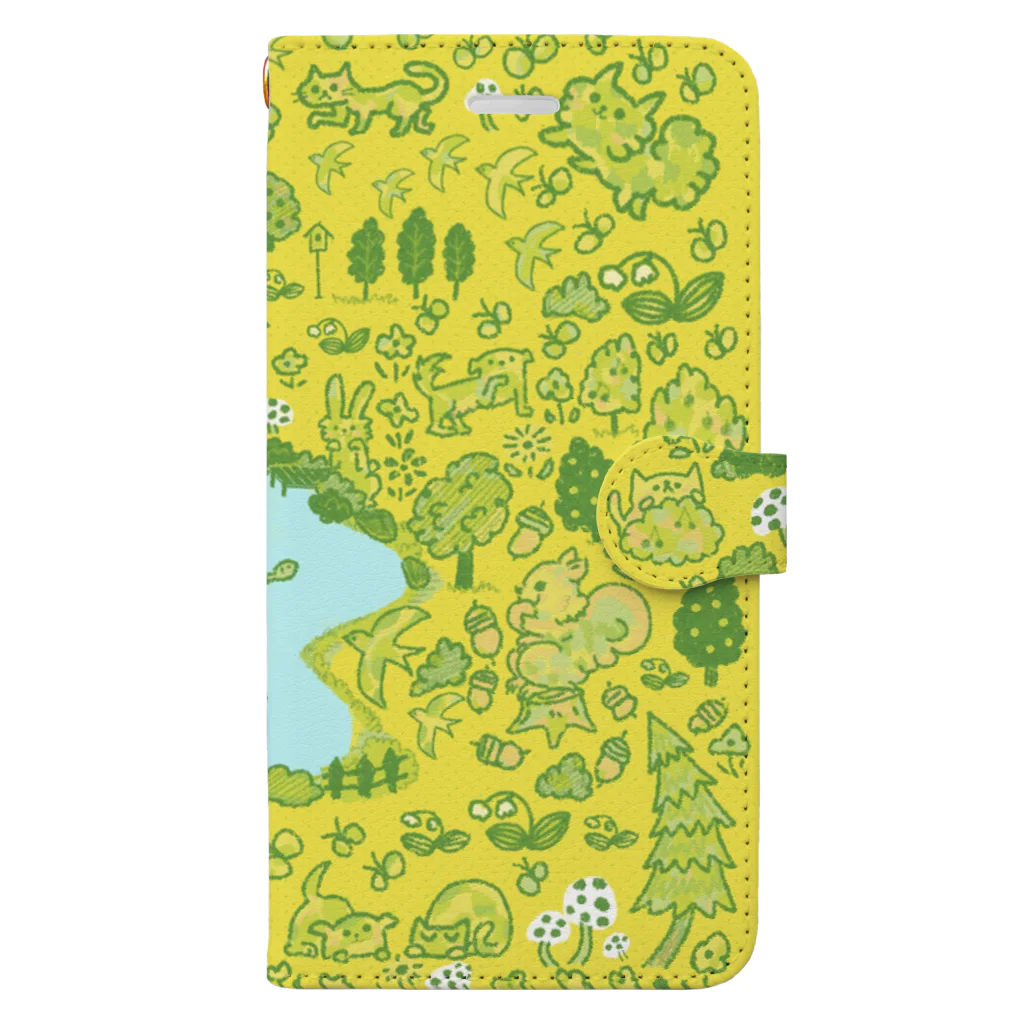 森のこかげ製作所の森の仲間たち　黄色系 Book-Style Smartphone Case