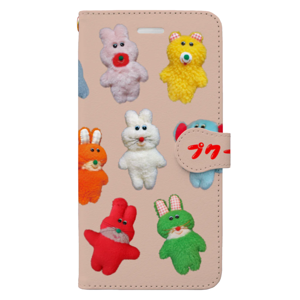 むにゅのプクーズおもちゃばこ(ぴんくベージュ) Book-Style Smartphone Case