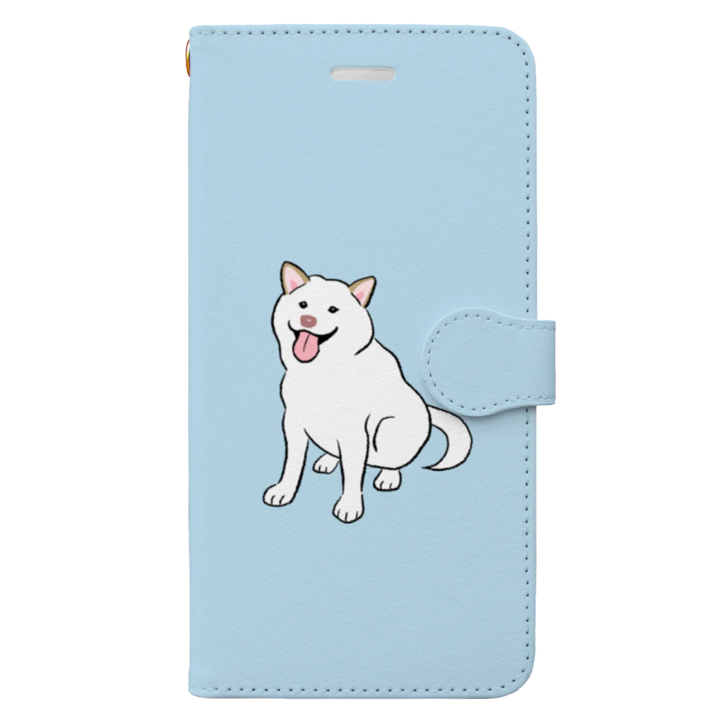 chippokeのおすわり＆帰りたくない白柴（ブルー） Book-Style Smartphone Case