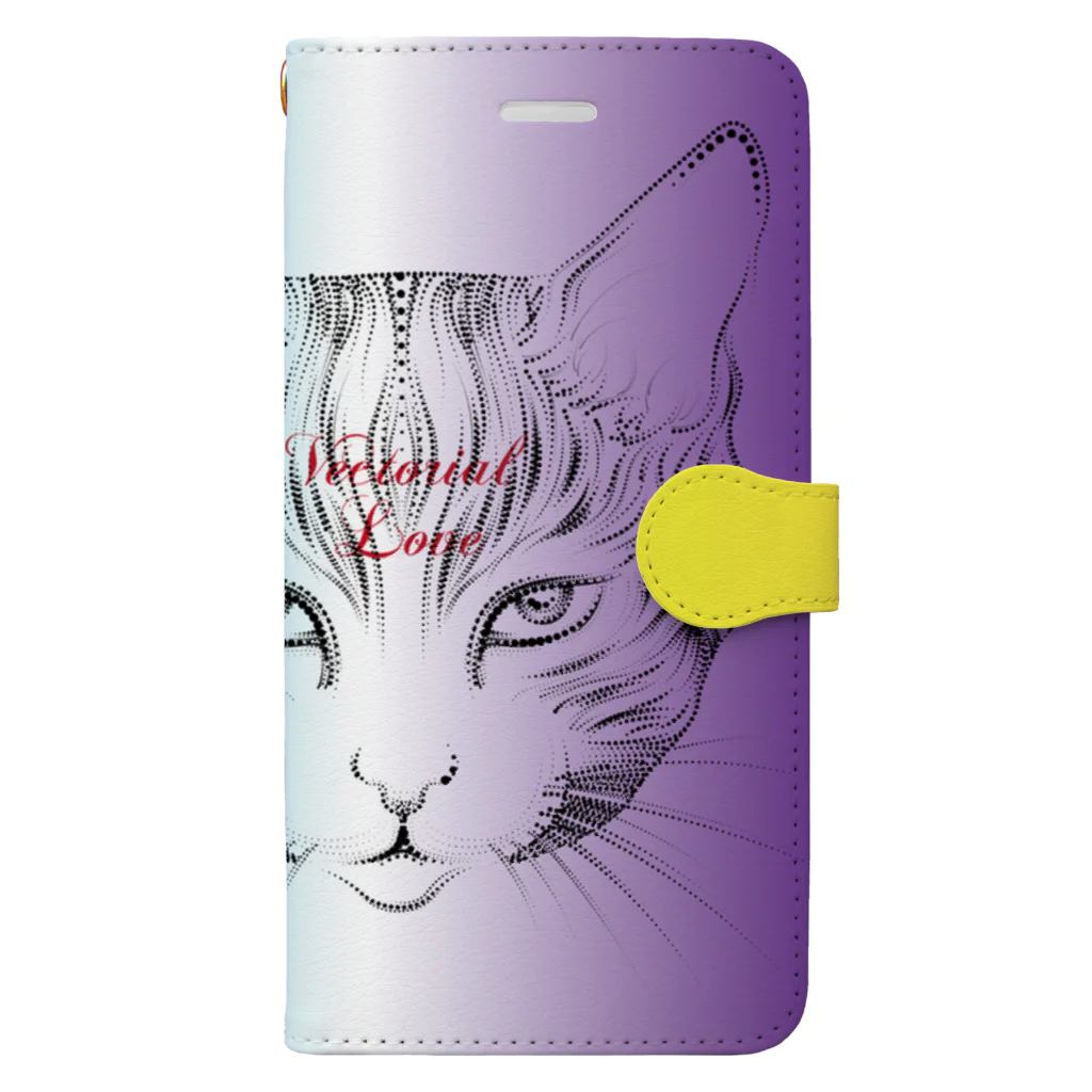 鱗粉館 suzuri別館のpointilism cat Book-Style Smartphone Case