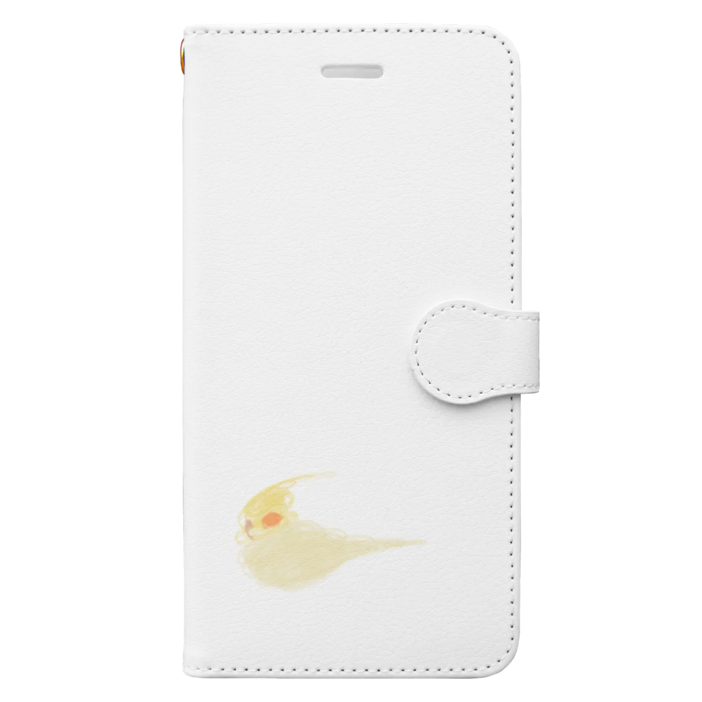 サチイモ(インコ雑貨制作)の白オカメの気配 Book-Style Smartphone Case