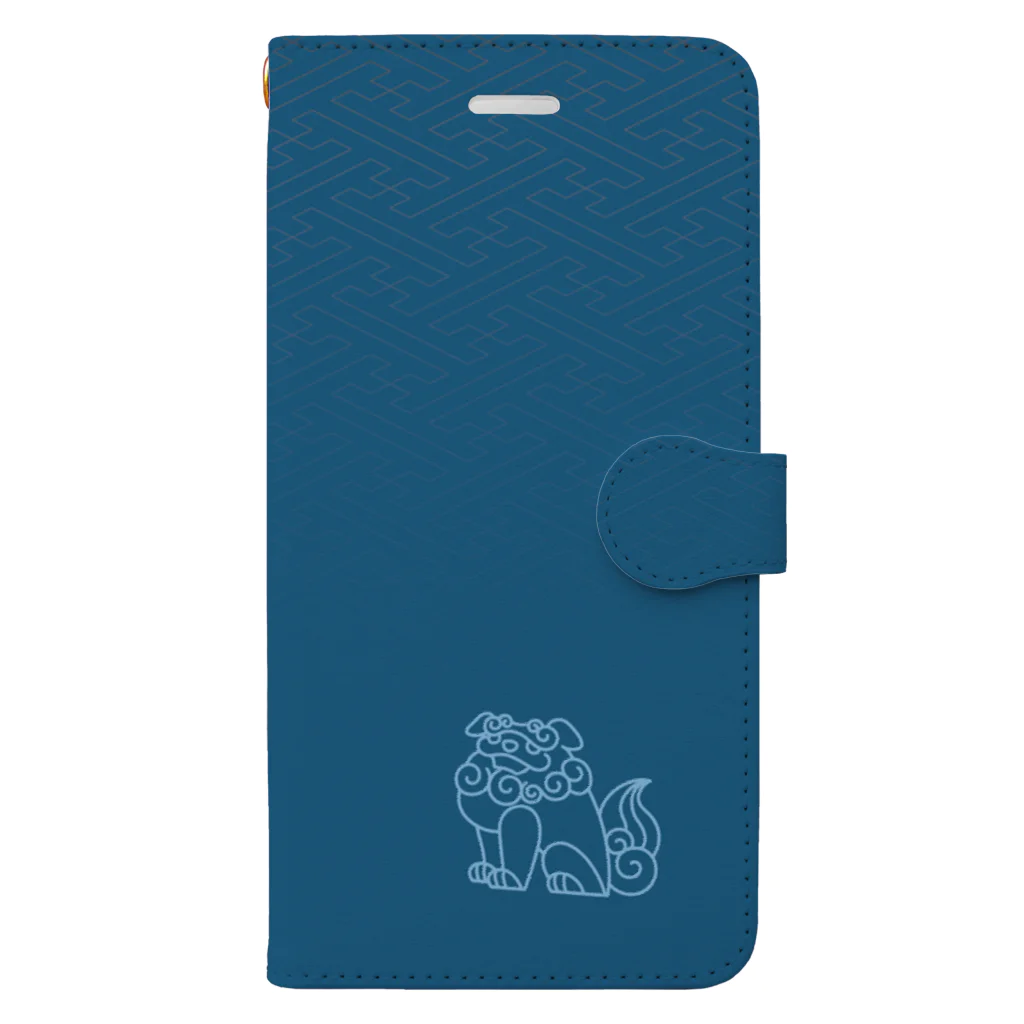 9ziの狛犬・青 Book-Style Smartphone Case