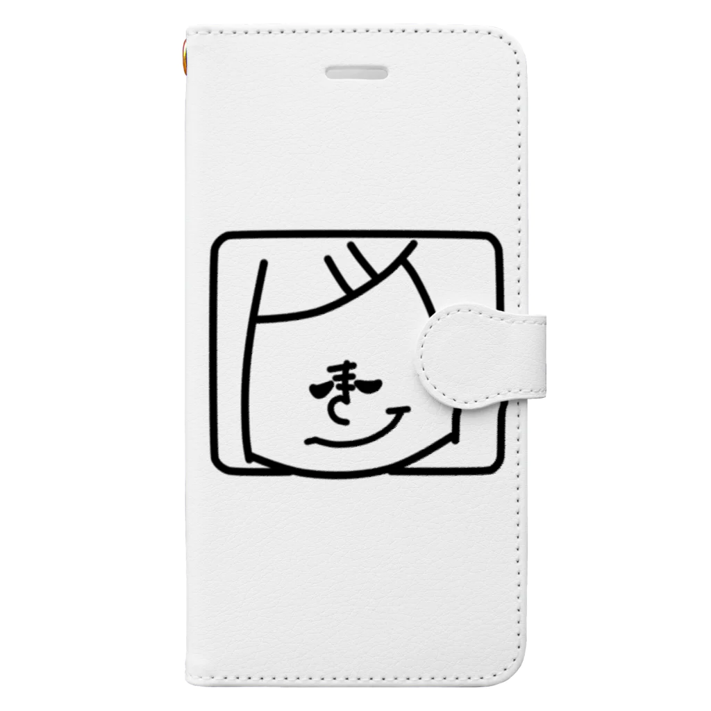 【みるかグッズ②】（SUZURI店）の【Mini Mil 「ニヤっ…」】(黒柄) Book-Style Smartphone Case
