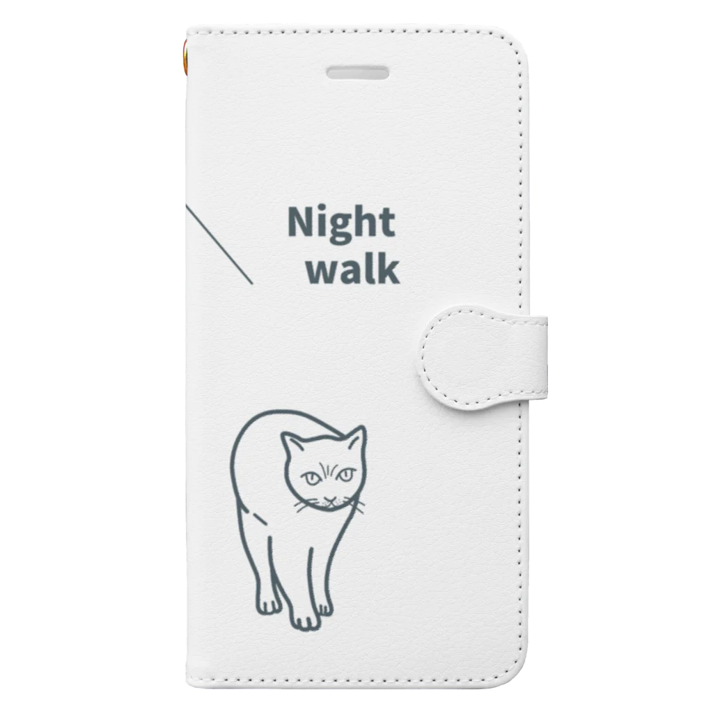 ハナのお店の夜の散歩（白猫） Book-Style Smartphone Case