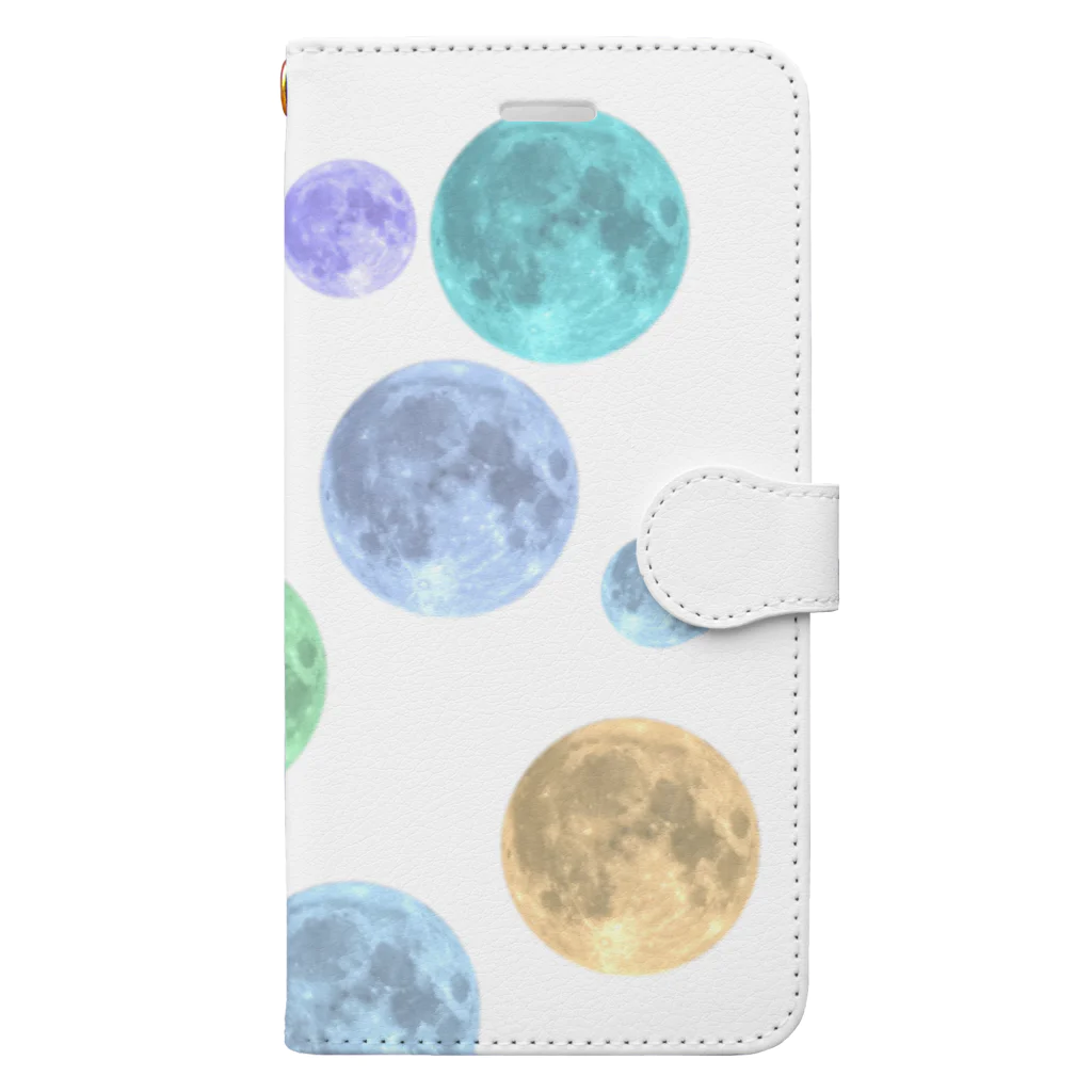 TANUKIのカラフルmoon まばら Book-Style Smartphone Case