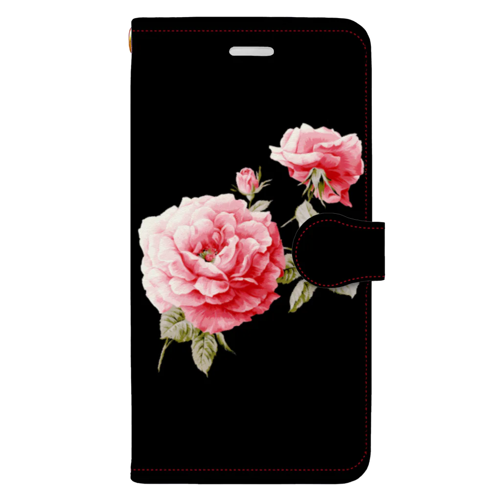 Neo_louloudi(ネオルルディ)の薔薇/Rose black✖️pink Book-Style Smartphone Case