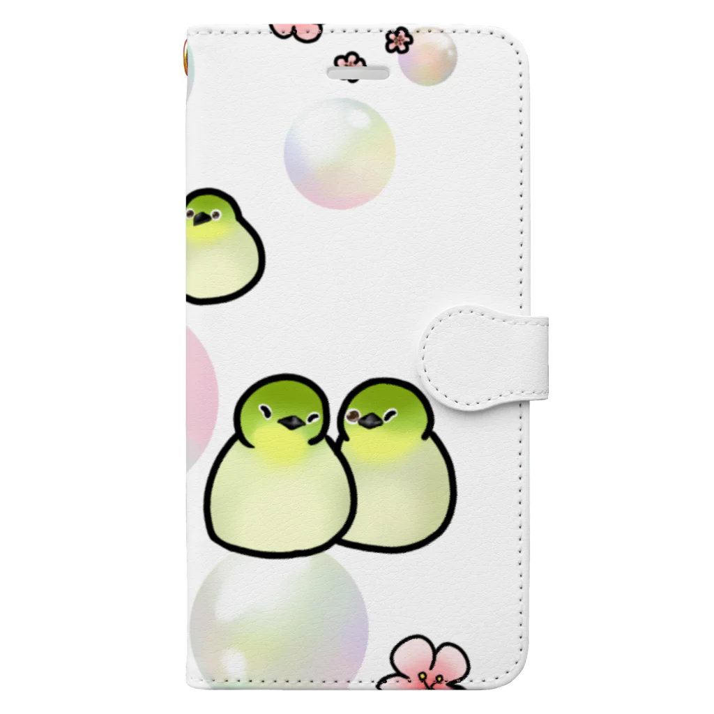 Lily bird（リリーバード）のほわほわメジロ梅 Book-Style Smartphone Case