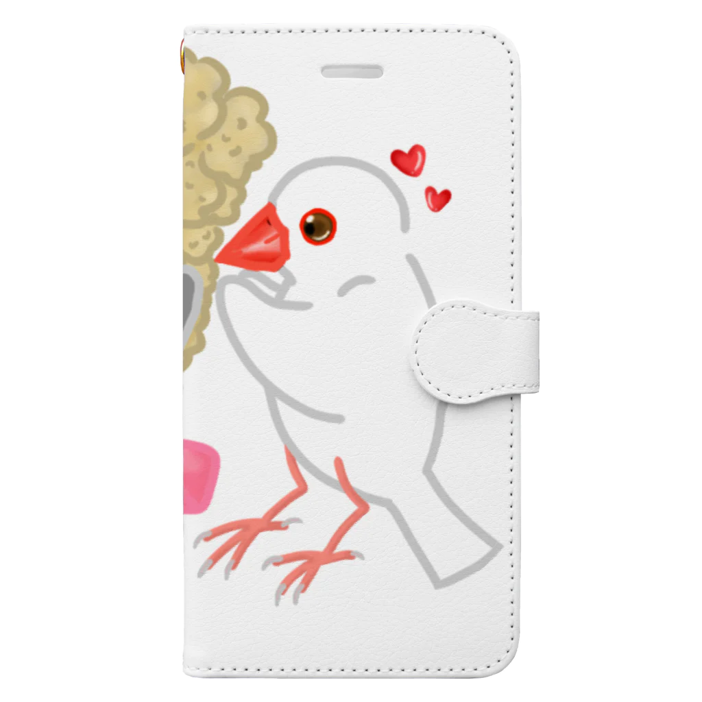Lily bird（リリーバード）の粟穂をプレゼント 桜&白文鳥 Book-Style Smartphone Case