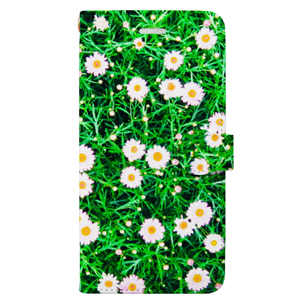 花水の小さなマーガレット白 Book-Style Smartphone Case